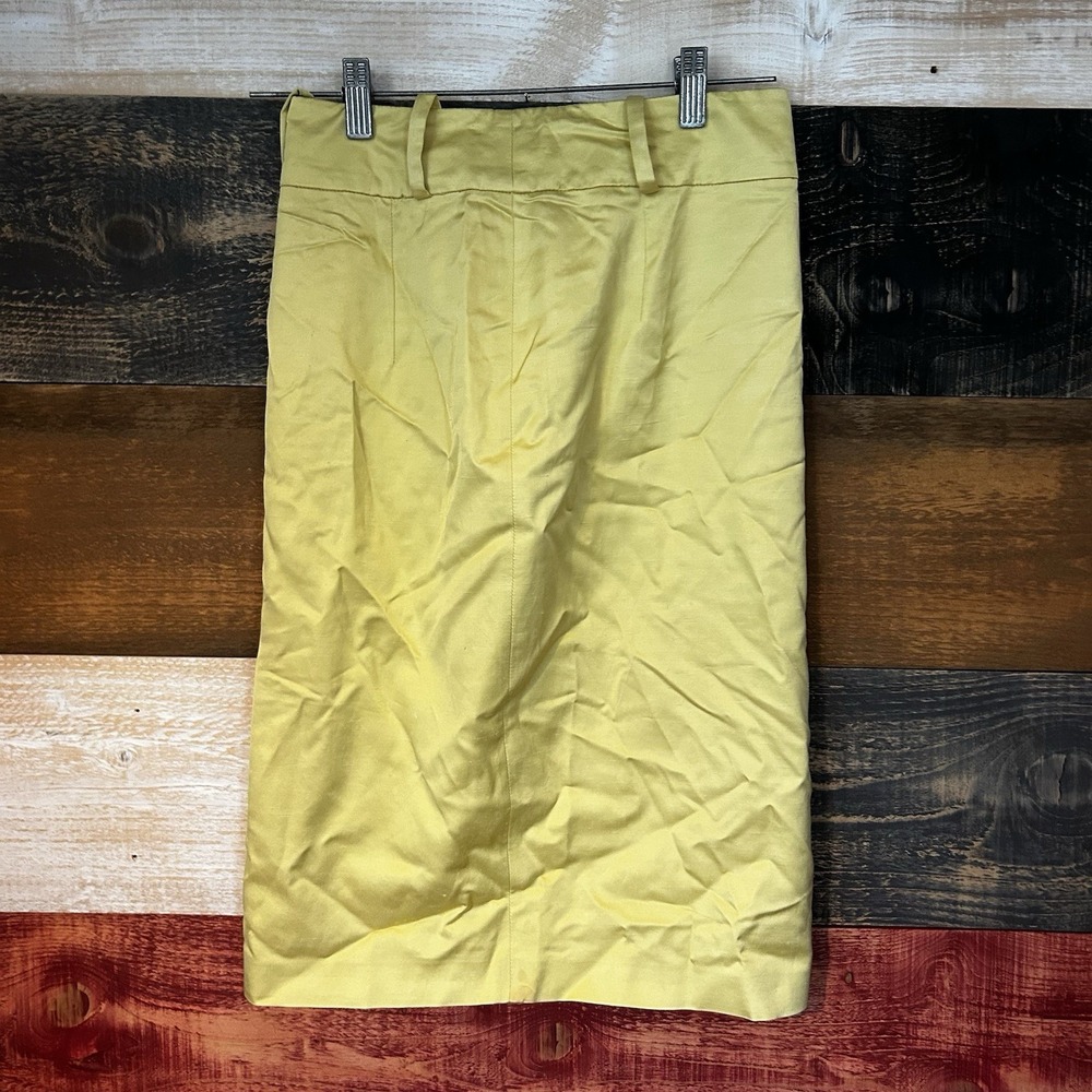 Red Valentino Skirt Silk Yellow Satin Midi Vintage Women's Size 26 Waist